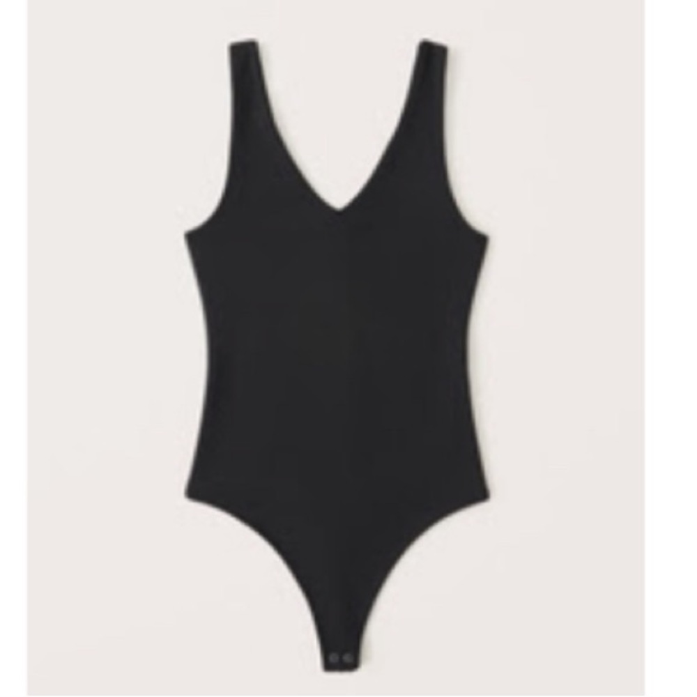 A&F Double Layered Scuba vneck body suit Black M